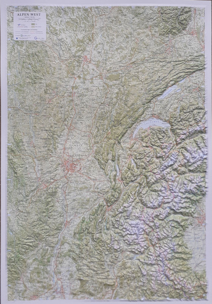 Preview: Raised relief map Alps West 1st Version Preview: Raised relief map Alps West 1st Version