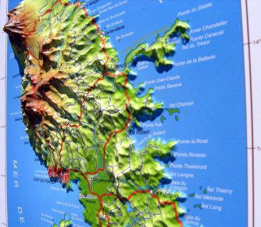Raised relief map La Martinique