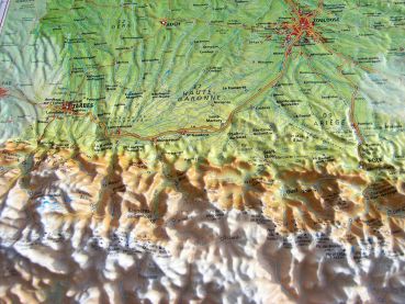 Raised relief map Midi Pyrenees