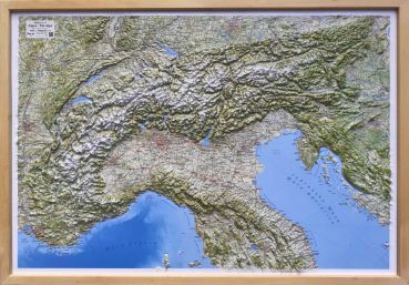 3D Raised relief map Alps, 1:1,000,000