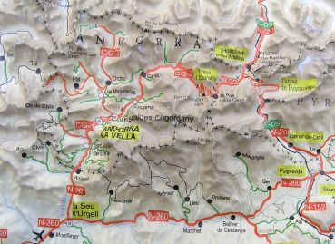 Raised relief map Andorra