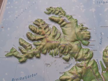 Raised relief map Iceland