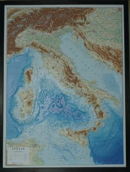 Raised relief map Italy, black