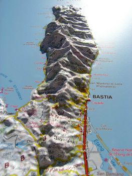 Raised relief map Corsica, big