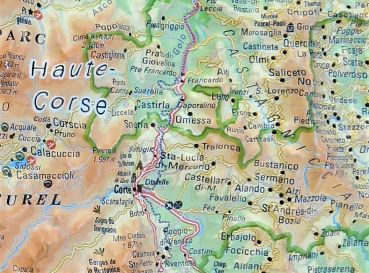 Relief Map Corsica Corte