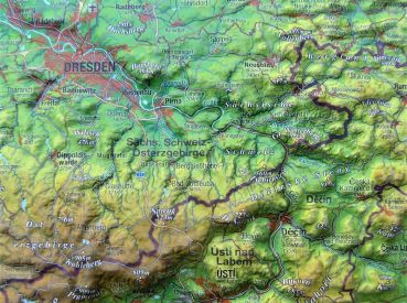 Raised relief map Saxony, small