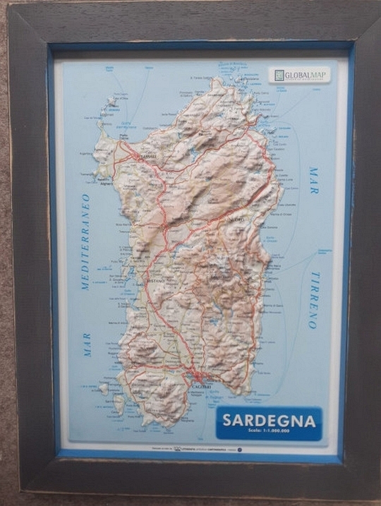 Raised relief map Sardinia A4