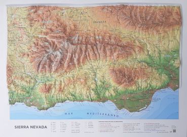 Raised relief map Sierra Nevada