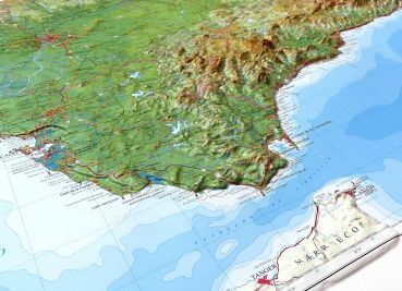 3D Raised Relief Map Strait of Gibraltar