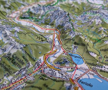 3D raised relief map of Ticino, Lake Maggiore and Lake Como