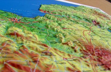 Raised relief map Normandie