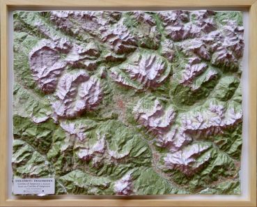 Raised relief map Dolomites Cortina
