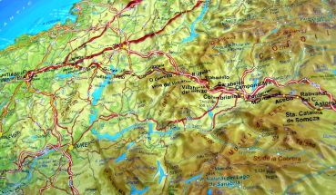 Raised relief map Camino de Santiago