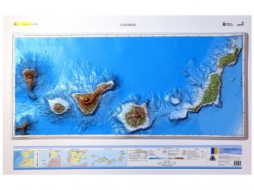 Raised Relief map Canary Islands overview