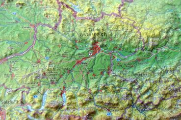 Raised relief map Austria, small
