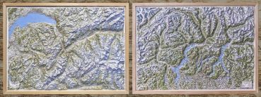 Raised relief map Switzerland south