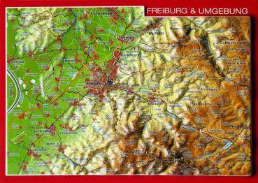 Relief postcard Freiburg and surroundings - Kopie
