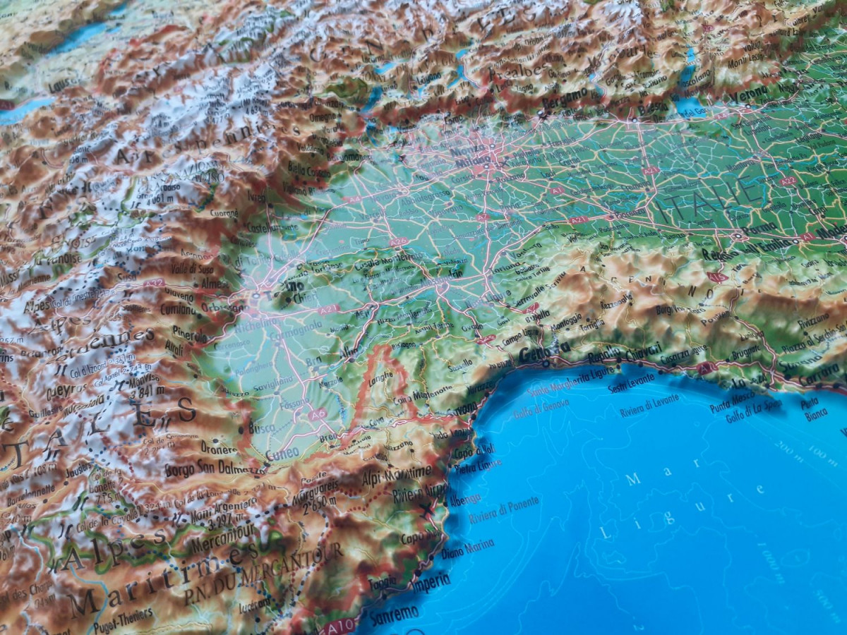 Raised relief map Alps, small