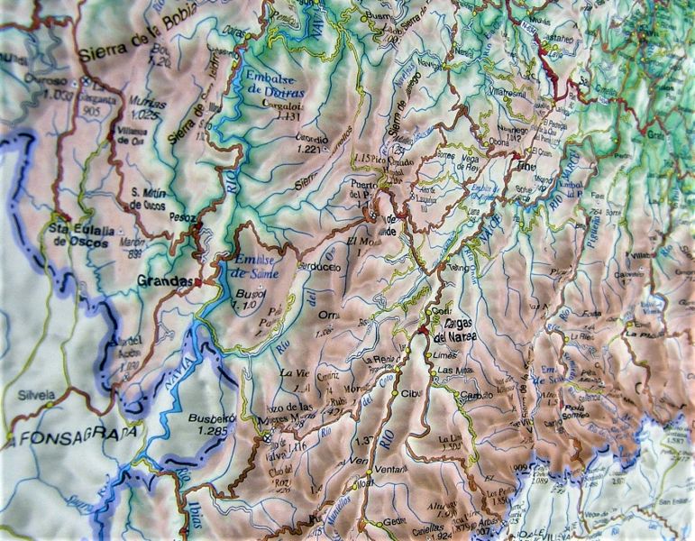 Raised relief map of Asturia