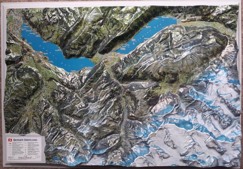 Raised relief map Bernese Oberland