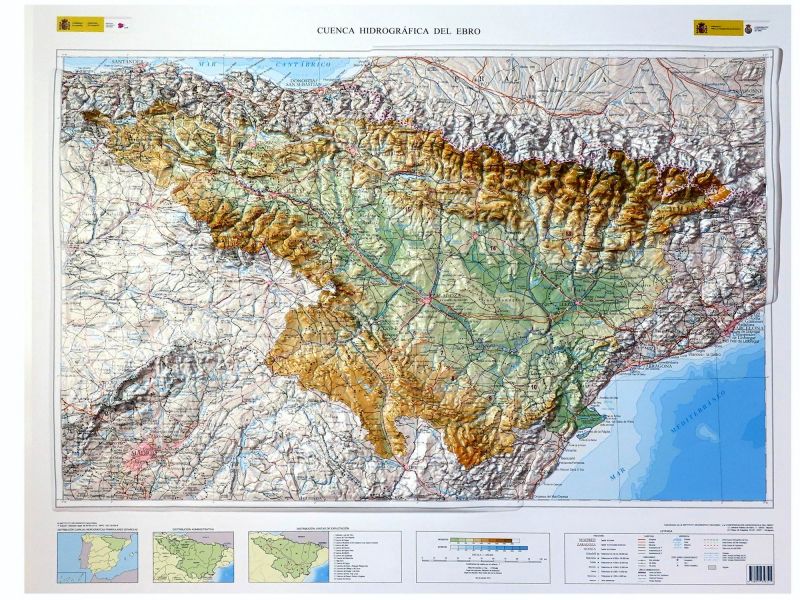 3D raised relief map of the Ebro Valley
