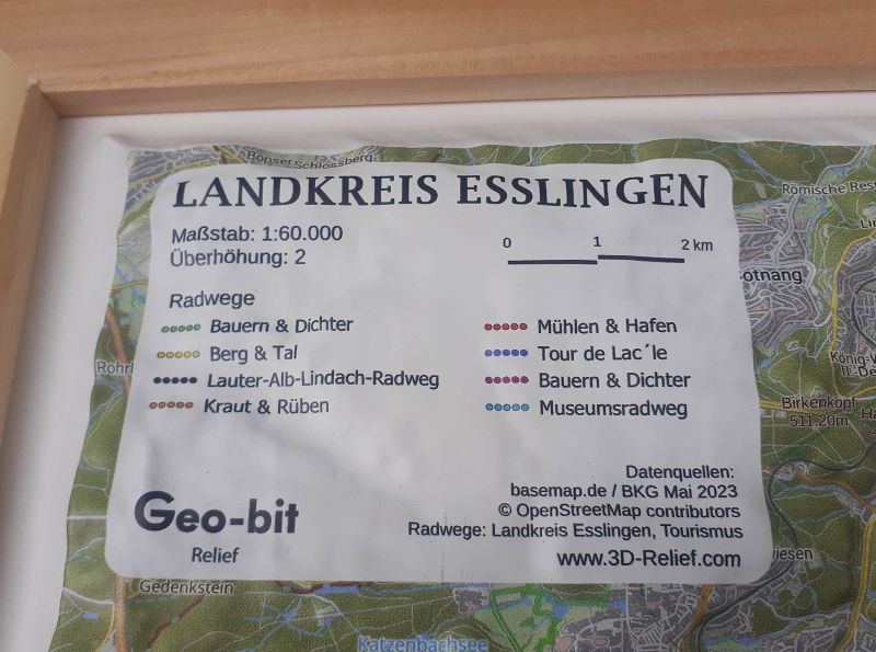 Raised relief map Esslingen