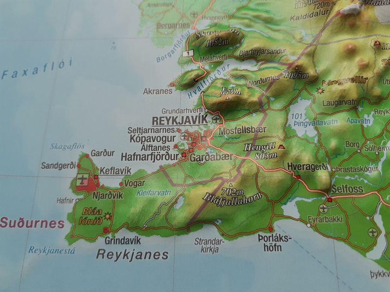 Raised relief map Iceland