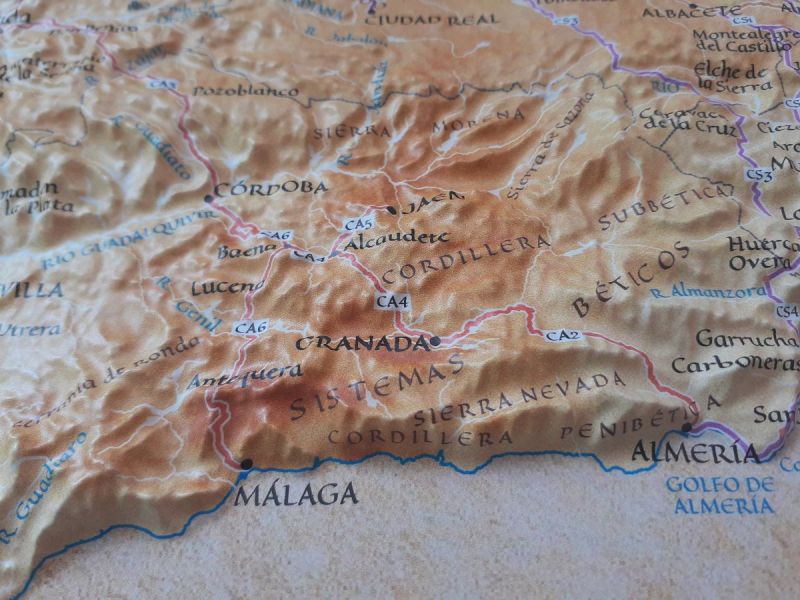 Relief map of all Ways of St. James Iberian Peninsula