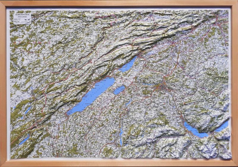 Raised Relief map of Jura and Bern