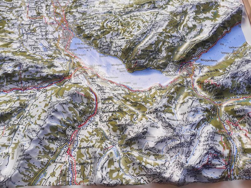 Relief map Jura and Bern Lake Thun