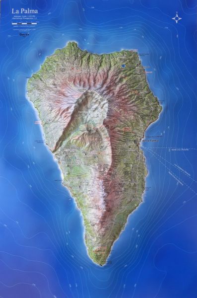 Physical relief map of La Palma