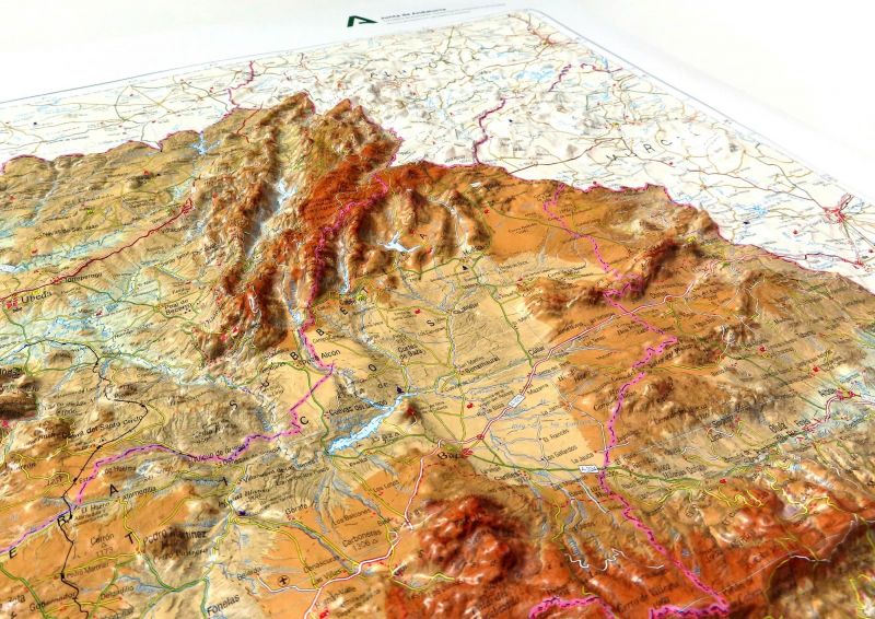 Carte en relief 3D Andalousie du Nord