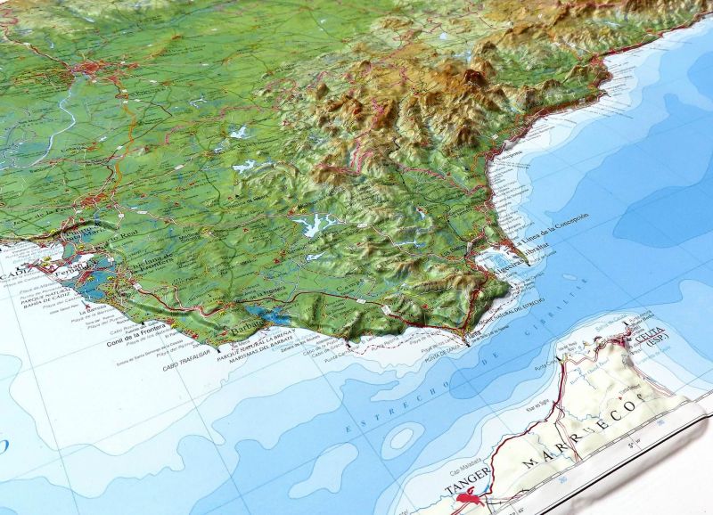 Carte en relief 3D du détroit de Gibraltar