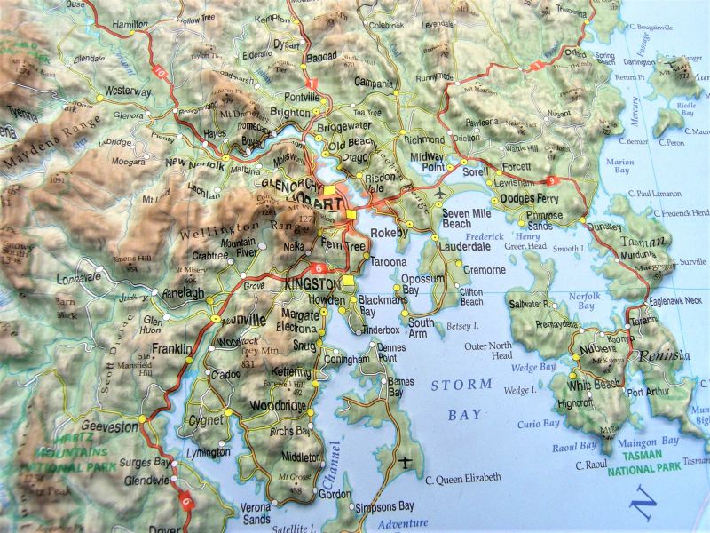 Raised relief map Tasmania