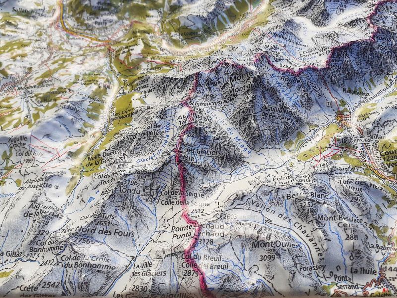 Relief map Valais Lake Geneva and Mt.Blanc Mt.Blanc