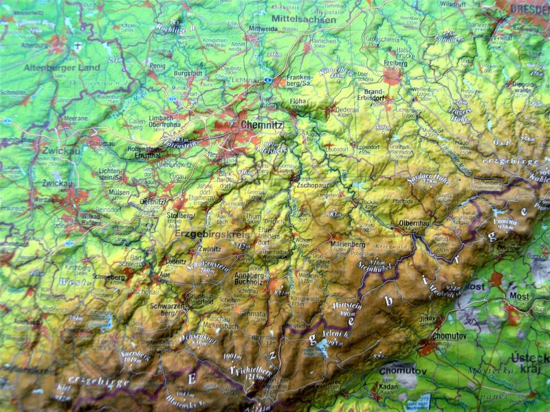 Raised relief map Saxony, small