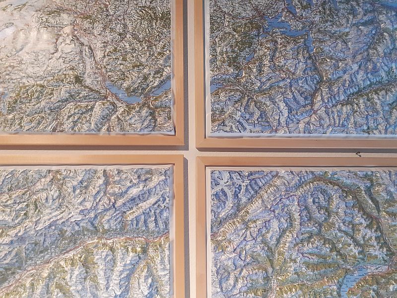 3D raised relief map of Ticino, Lake Maggiore and Lake Como