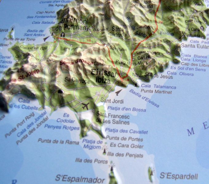 Raised relief map Ibiza