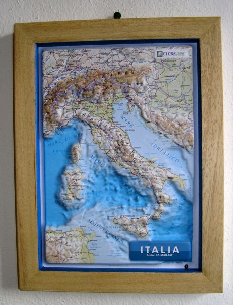 Raised relief map Italy