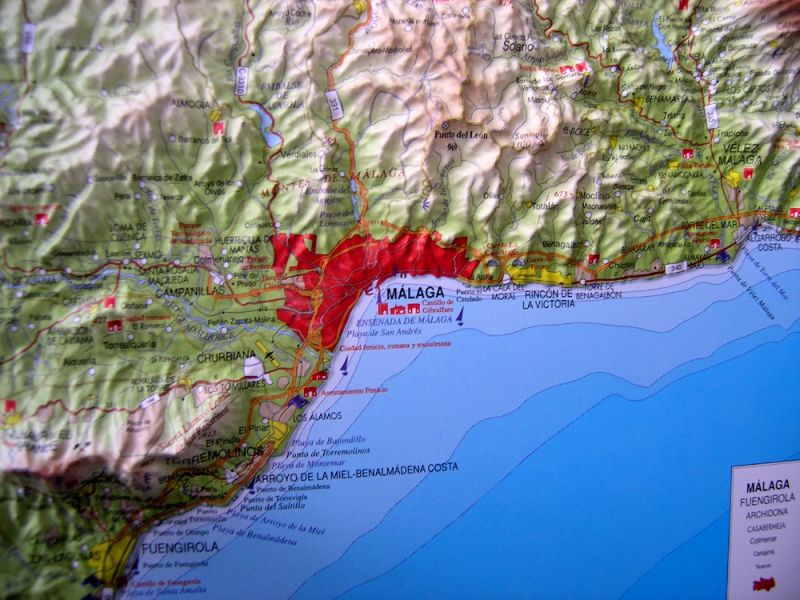 Relief map of Malaga
