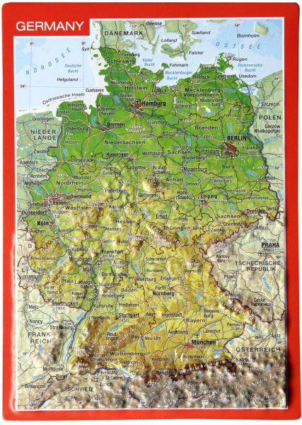 Reliefpostkarte Deutschland