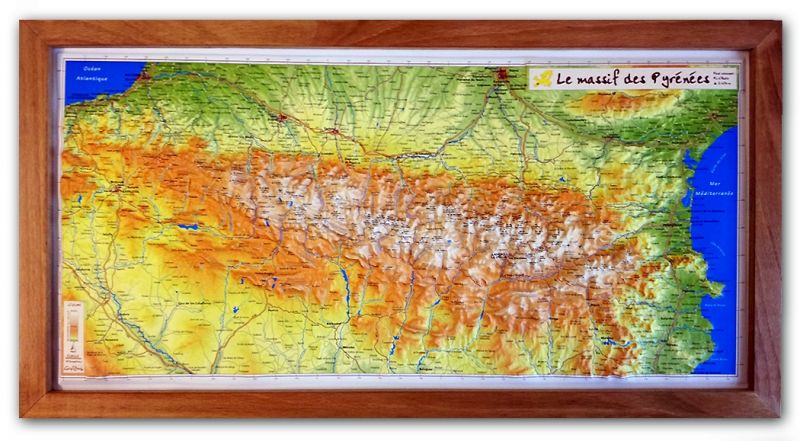 Raised relief map Pyrenees