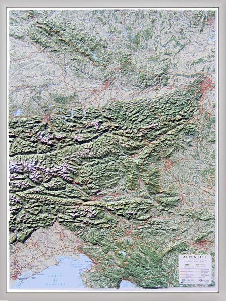 Raised relief map Alps East 1:500.000