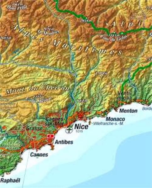 3D relief map of the Alps, 1: 2,400,000