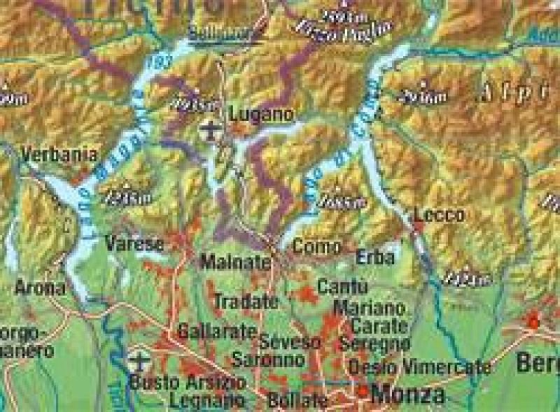 3D relief map of the Alps, 1: 2,400,000