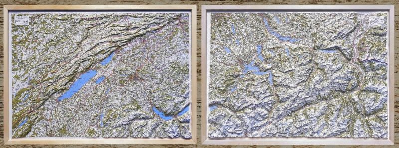 Raised relief map Switzerland north