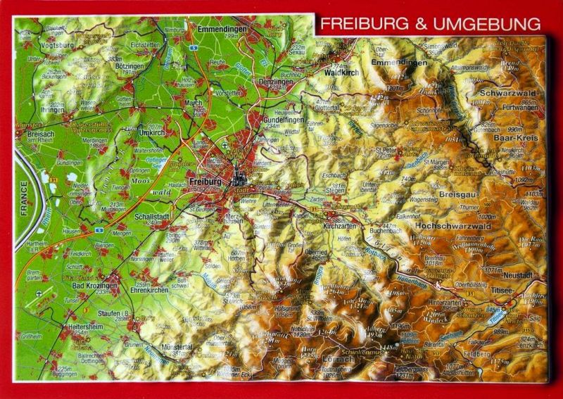 Carte postale en relief Fribourg et environs