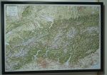 Raised relief map Alps, black