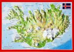 Raised relief map postcard Iceland